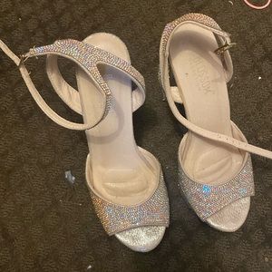 Rhinestone open toe Heels